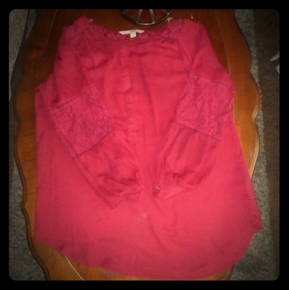 Burgundy fluffy blouse
